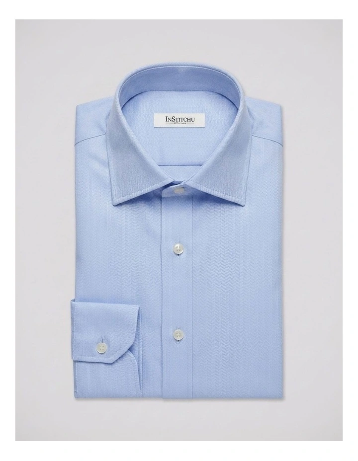 Asan Blue Herringbone Cotton Shirt image 3
