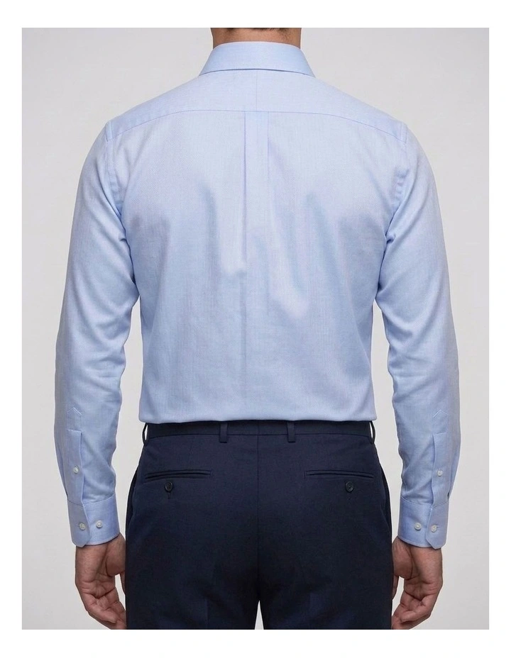 Asan Blue Herringbone Cotton Shirt image 4