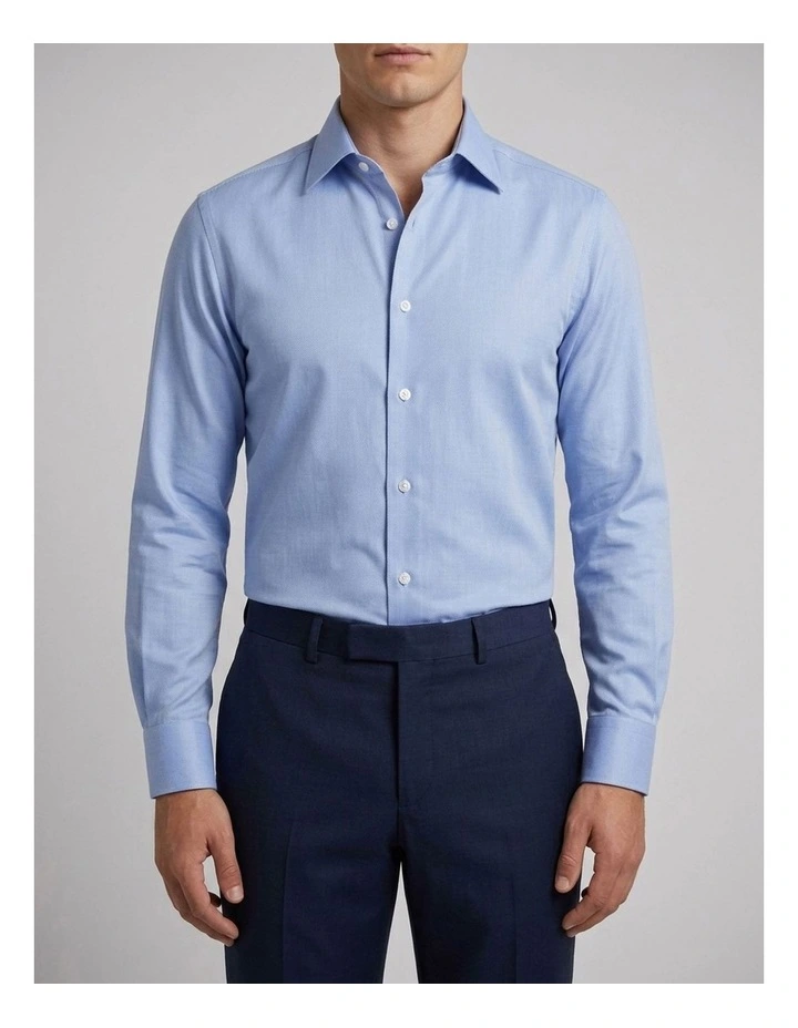 Duxbury Blue Dobby Cotton Shirt image 1
