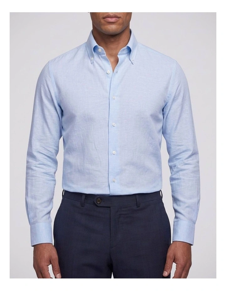 Fitzgerald Blue Cotton Linen Blend Shirt image 1