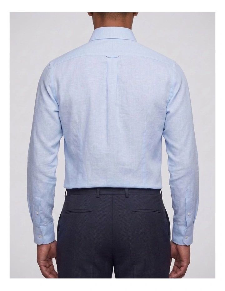 Fitzgerald Blue Cotton Linen Blend Shirt image 4