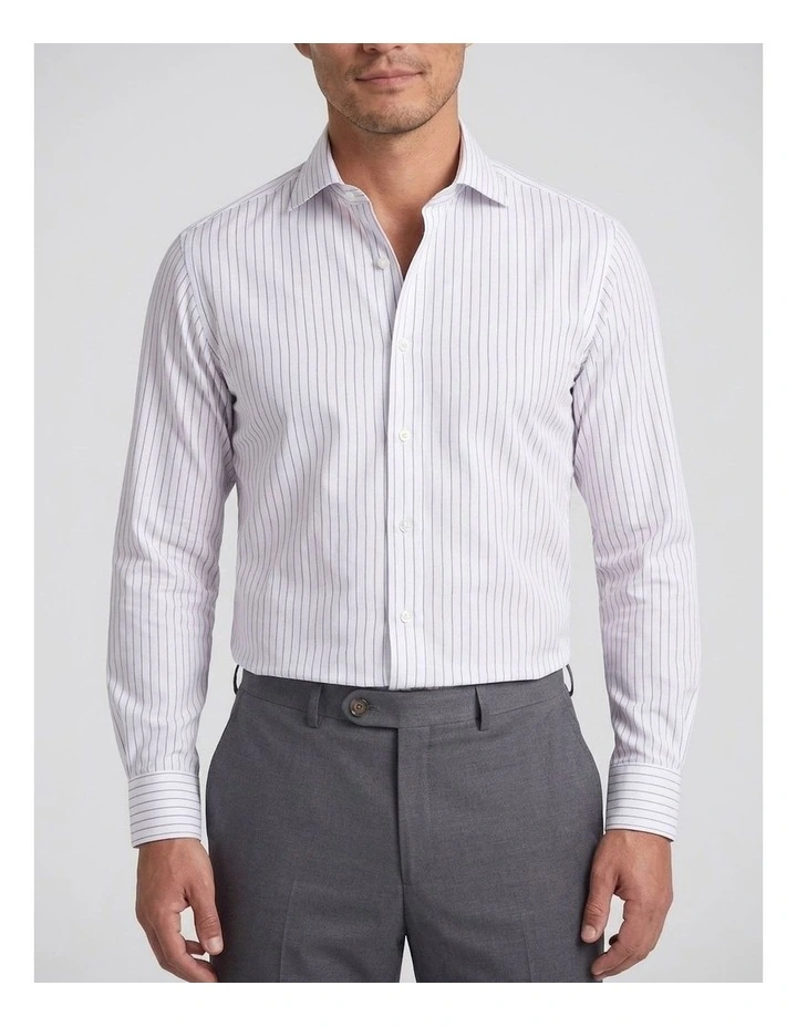 Gilligan Navy and White Pinstripe Cotton Shirt image 1