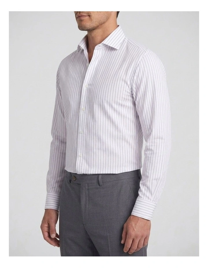 Gilligan Navy and White Pinstripe Cotton Shirt image 2
