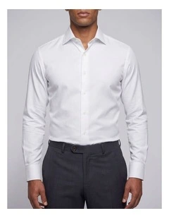 Hannaford White Herringbone Cotton Shirt