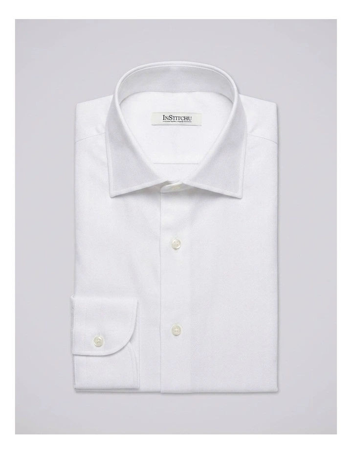 Hannaford White Herringbone Cotton Shirt image 3