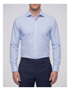 Hobbes Blue Dobby Non-Iron Cotton Shirt