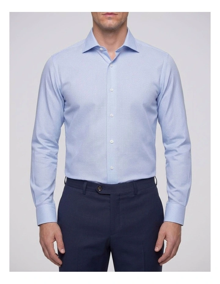 Hobbes Blue Dobby Non-Iron Cotton Shirt image 1