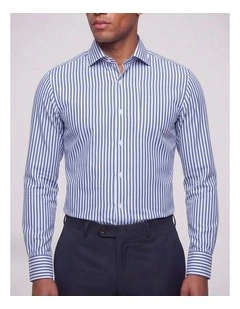 Myers Navy and White Striped Non-Iron Cotton Shirt