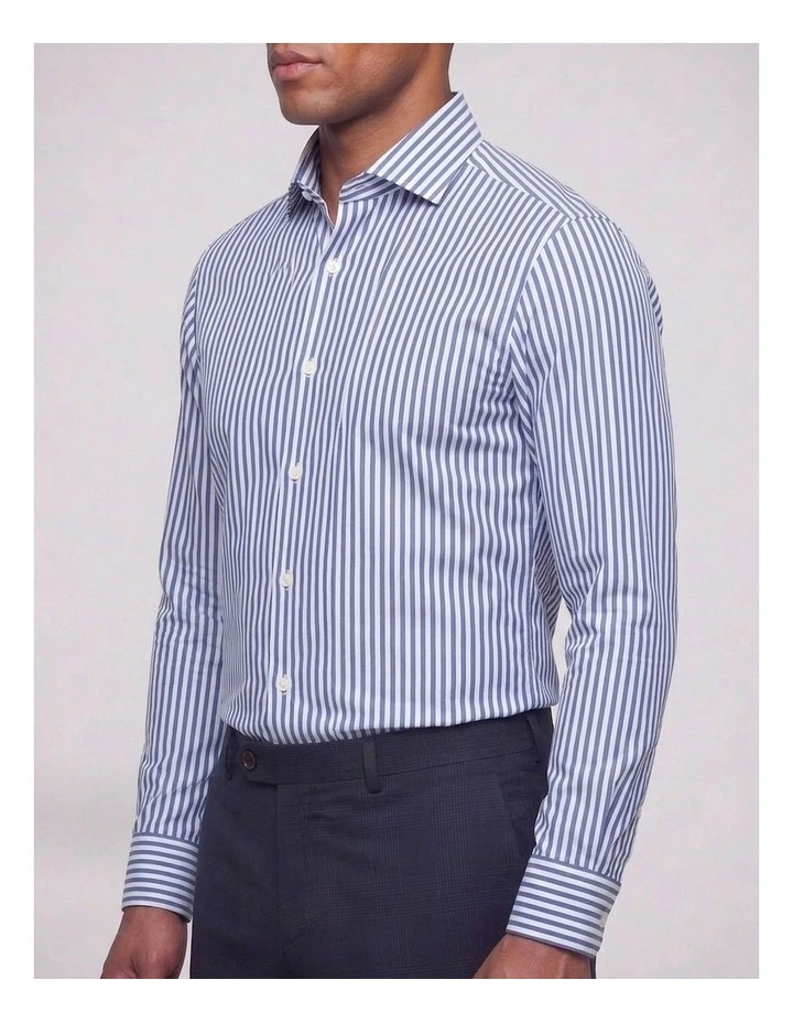 Myers Navy and White Striped Non-Iron Cotton Shirt image 2