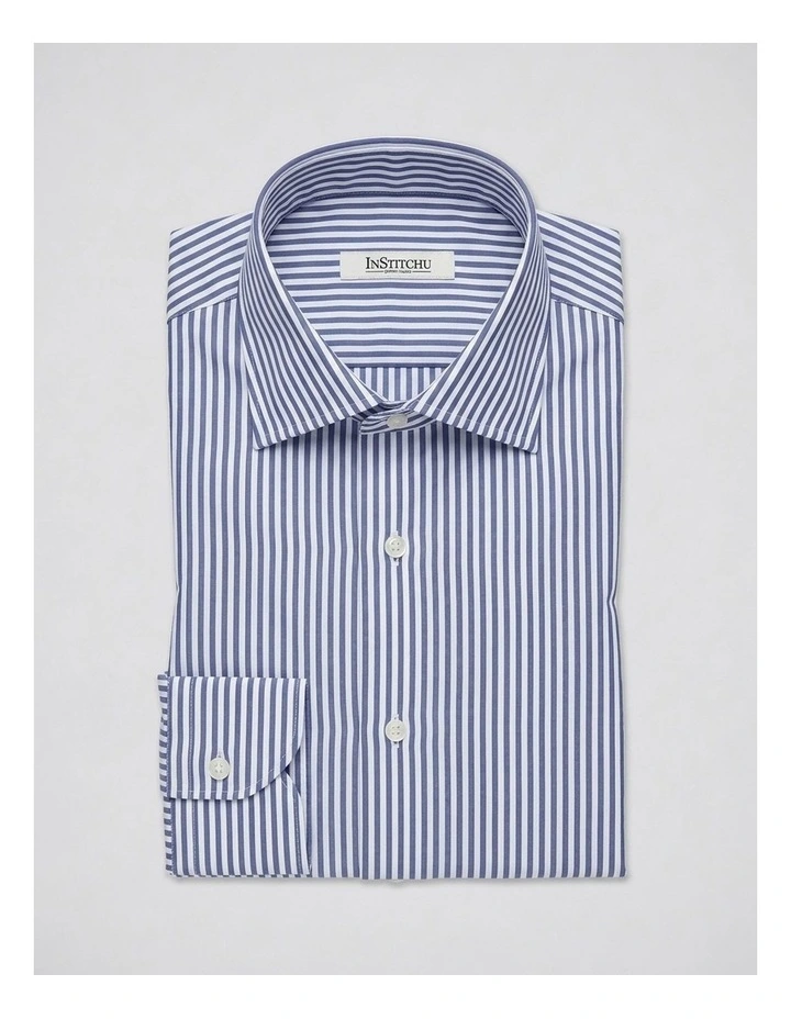 Myers Navy and White Striped Non-Iron Cotton Shirt image 3