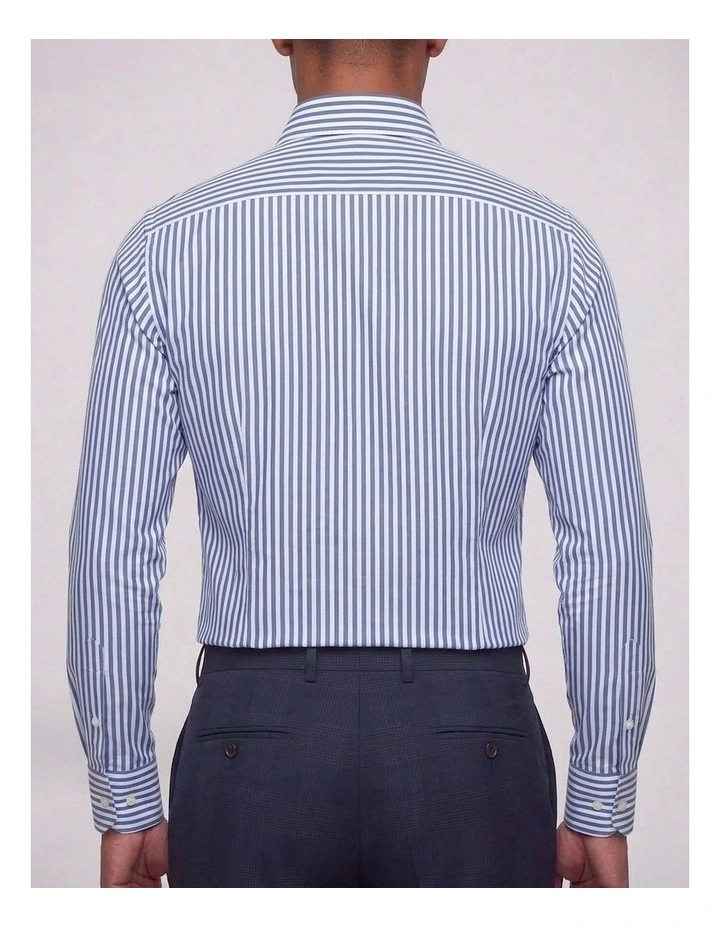 Myers Navy and White Striped Non-Iron Cotton Shirt image 4