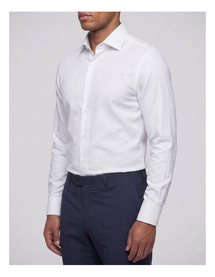Shark White Textured Cotton Shirt image 2