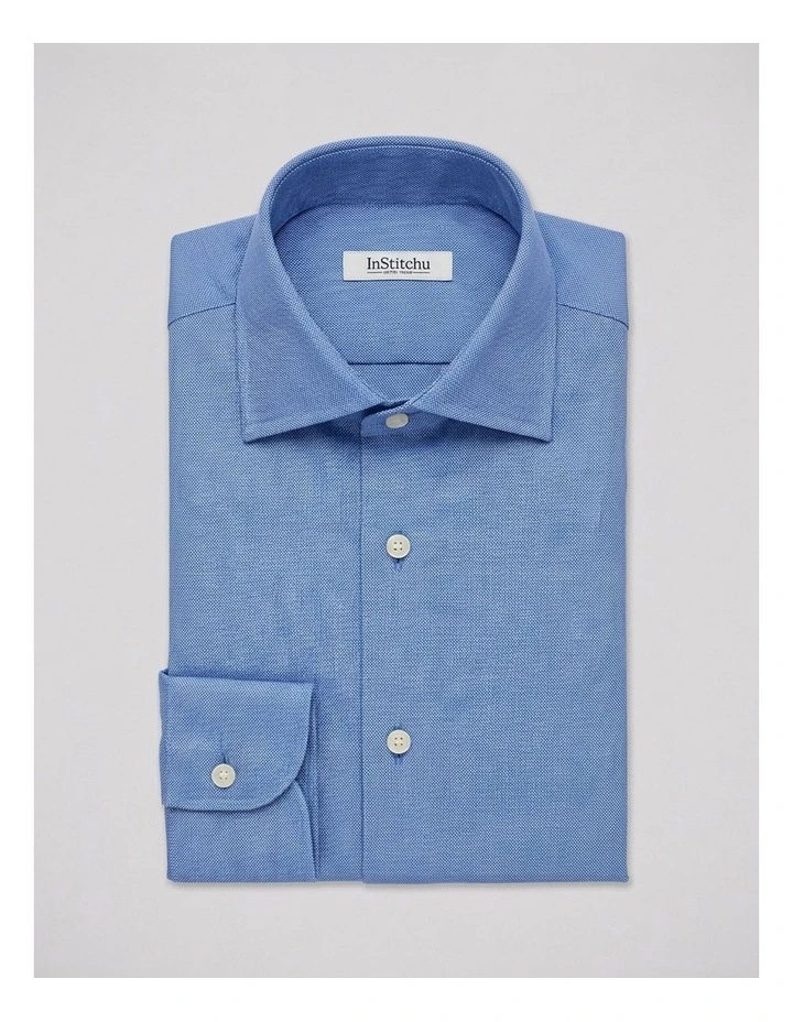 Stevenson Blue Textured Cotton Shirt image 3
