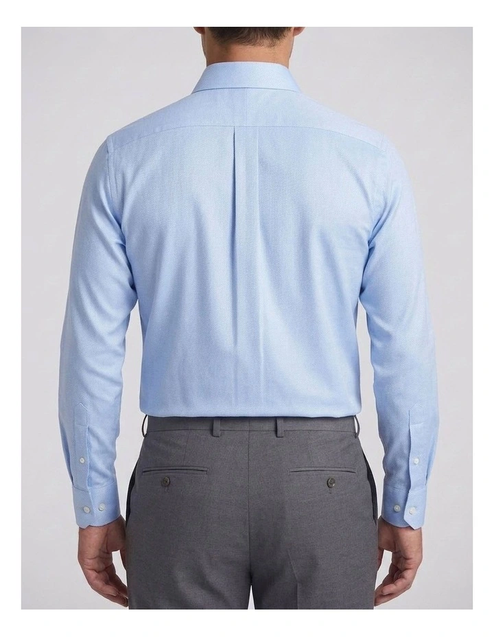 Wordsworth Blue and White Herringbone Cotton Shirt image 4