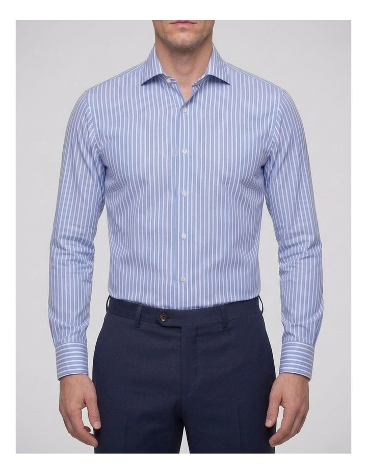 Yaupon Blue and White Striped Cotton Shirt image 1