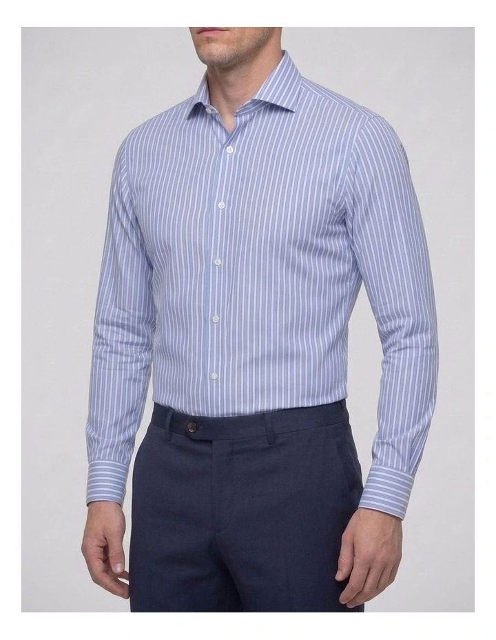 Yaupon Blue and White Striped Cotton Shirt image 2