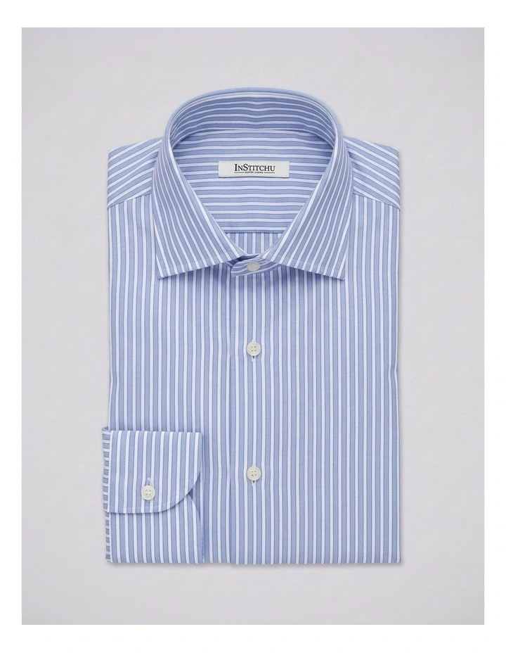 Yaupon Blue and White Striped Cotton Shirt image 3