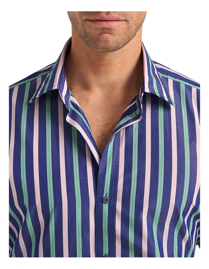 Benedict Shirt in Pink Navy Green image 3