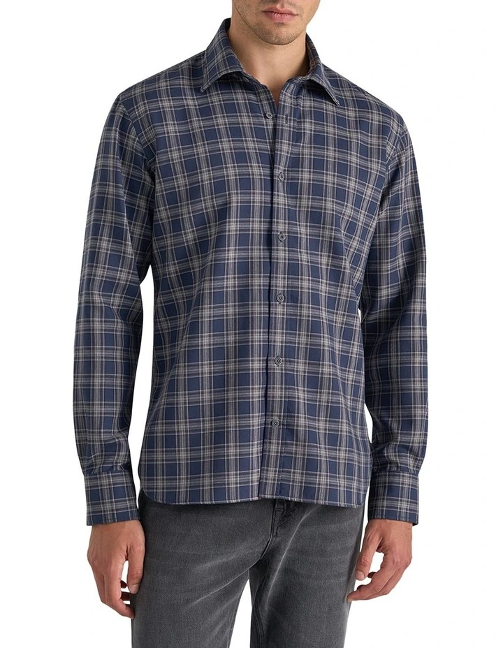Brendan Check Shirt in Denim image 3