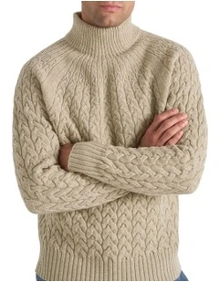 Calavie Cable Mock Neck Sweater in Ecru