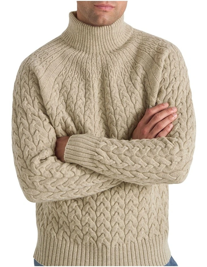 Calavie Cable Mock Neck Sweater in Ecru image 1