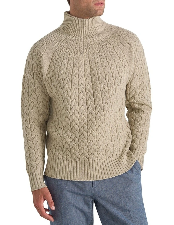 Calavie Cable Mock Neck Sweater in Ecru image 2