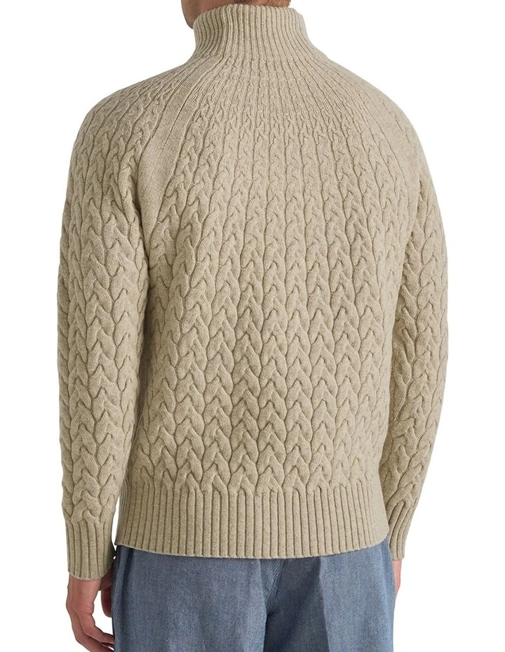 Calavie Cable Mock Neck Sweater in Ecru image 3