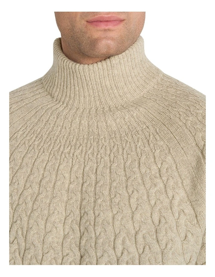 Calavie Cable Mock Neck Sweater in Ecru image 4
