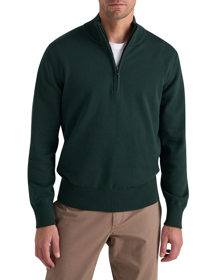 Edderton Knit Half Zip in Green image 3