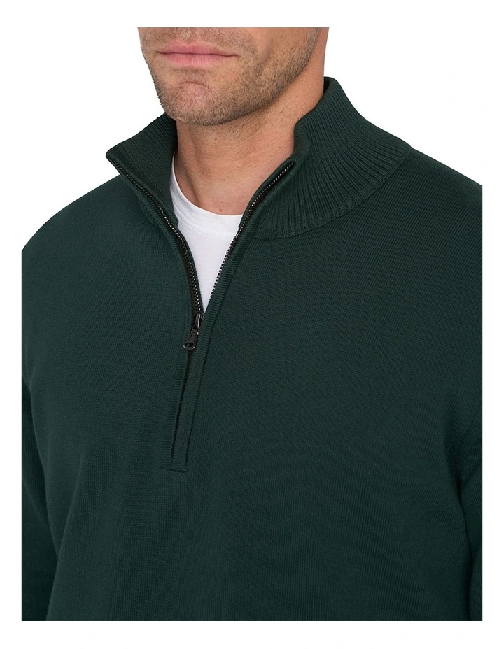 Edderton Knit Half Zip in Green image 5