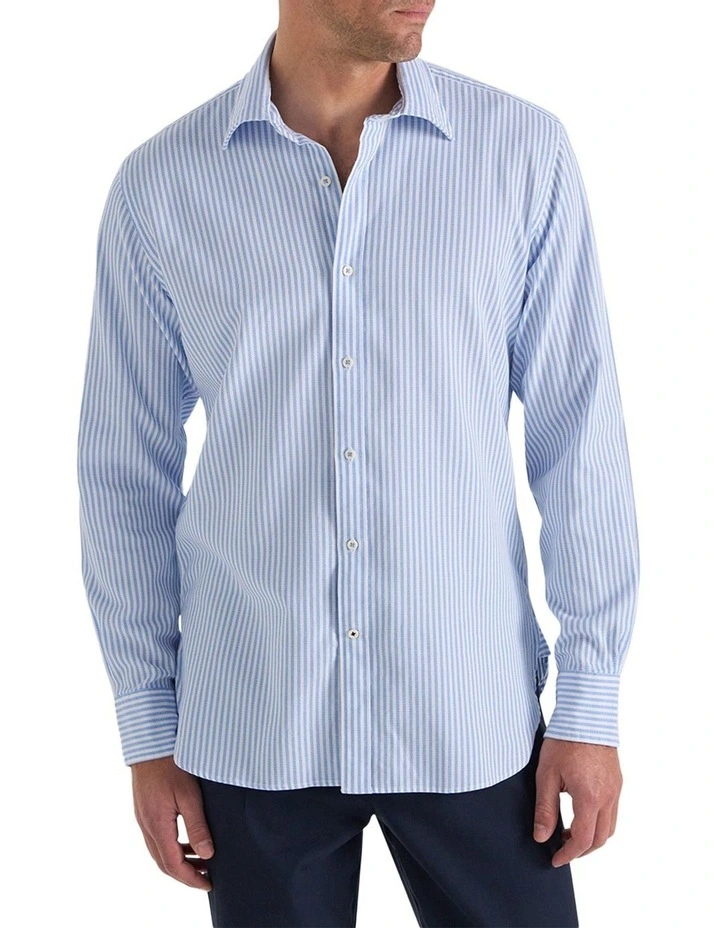 Henthorn Stripe Shirt in White Blue image 2