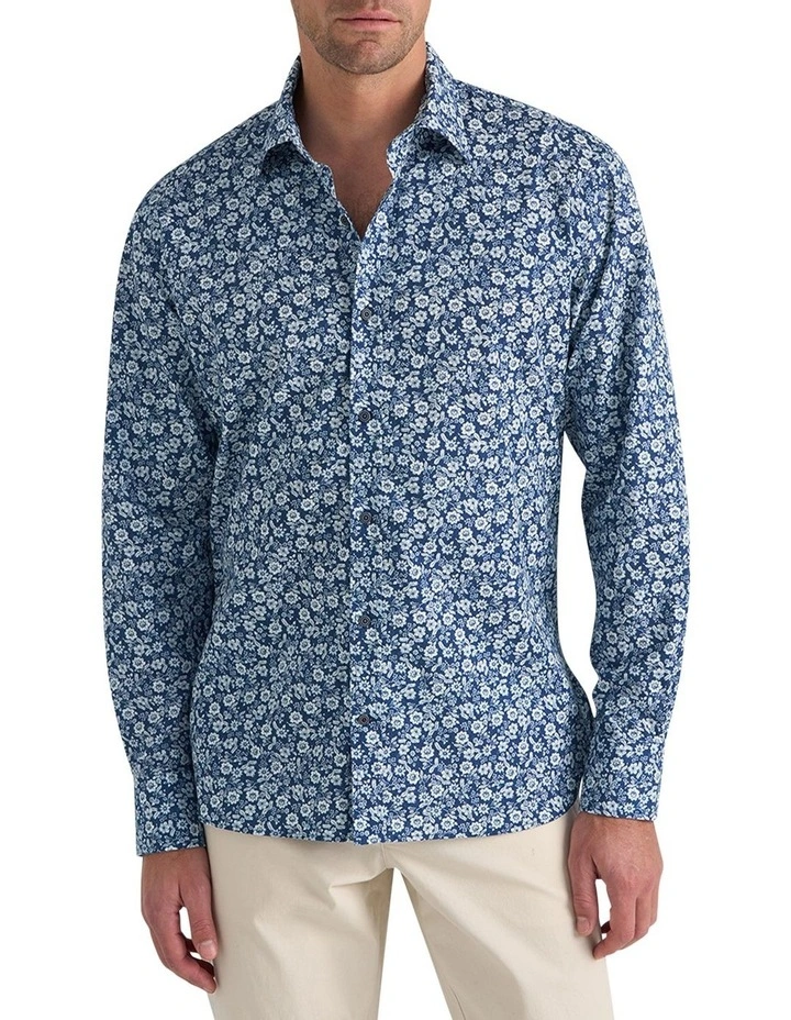 Marcio Floral Shirt in Navy White image 2
