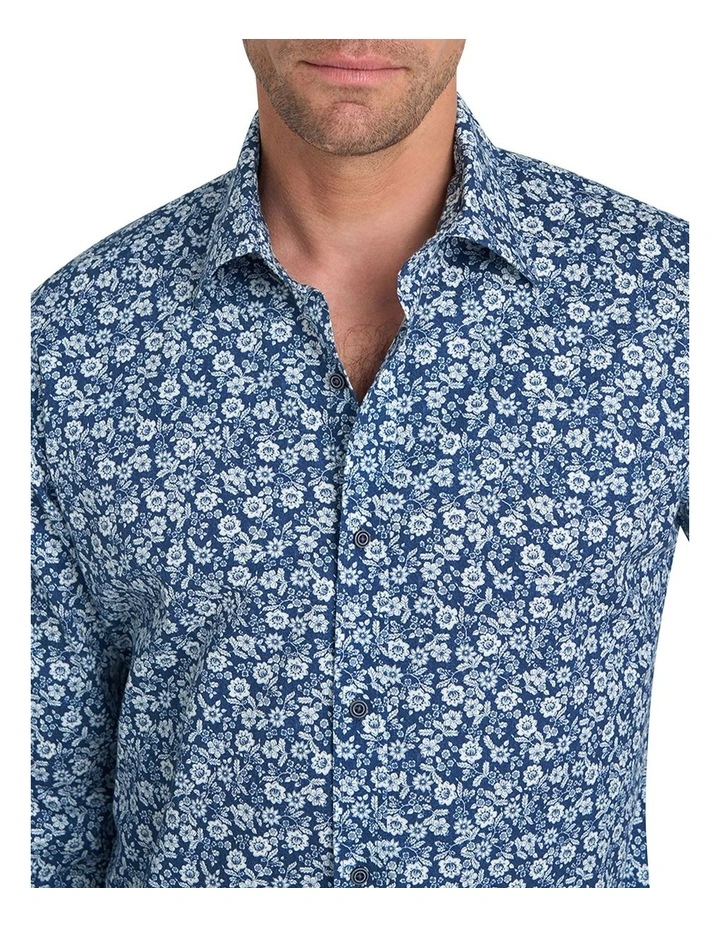 Marcio Floral Shirt in Navy White image 4