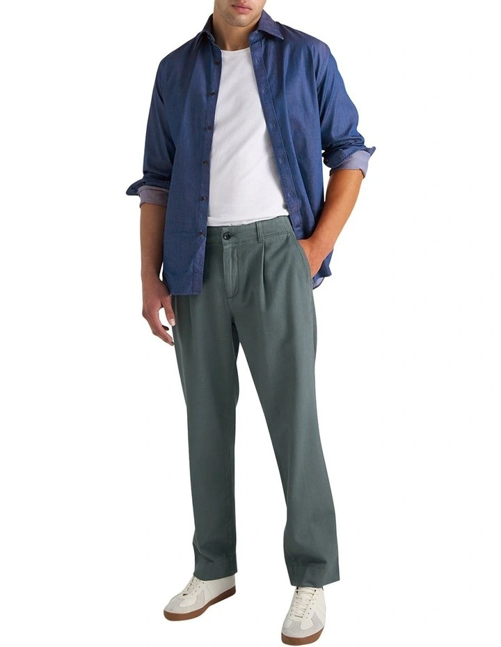 Marlon Side Tab Chino Pant in Green image 3
