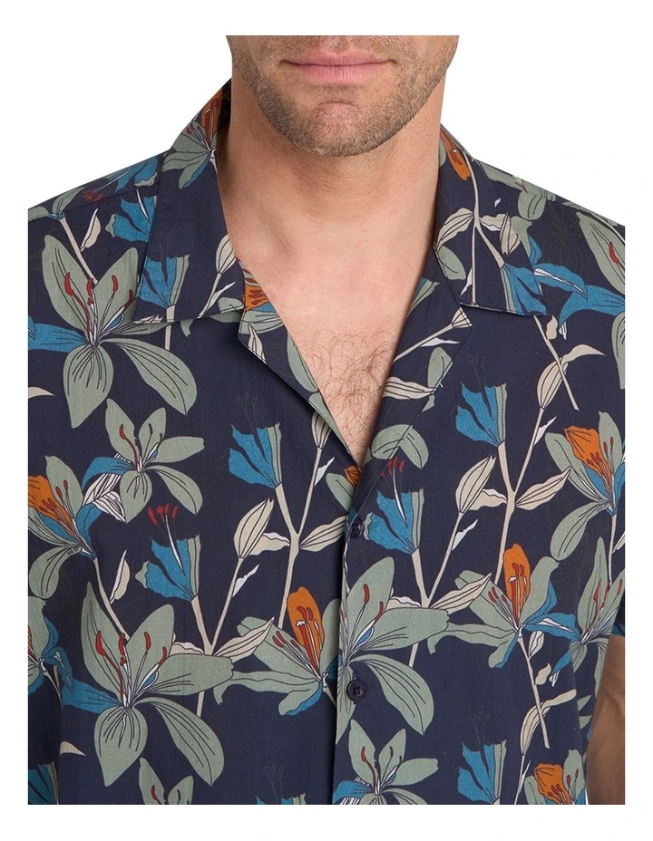 Portofino SS Shirt in Navy Floral image 5