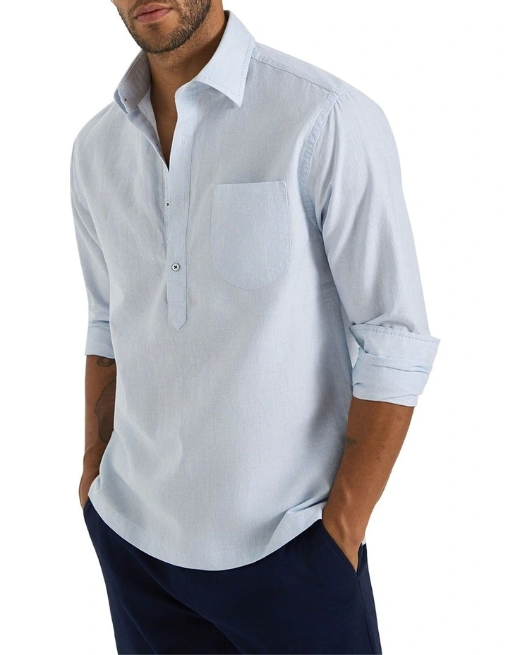 Caloundra Micro Stripe Shirt in Sky White image 2