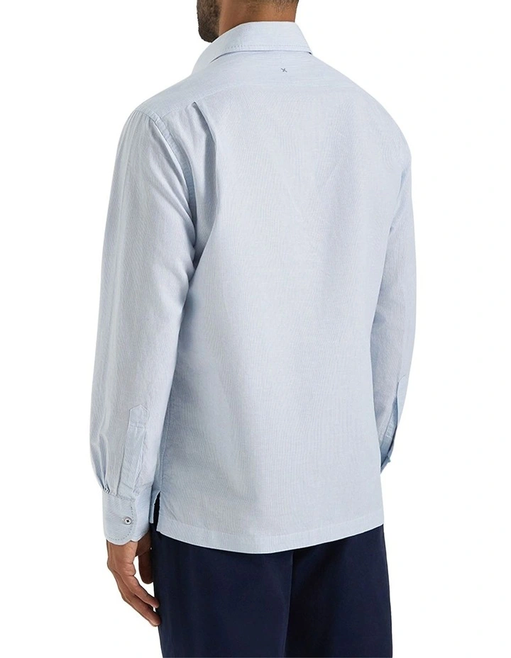 Caloundra Micro Stripe Shirt in Sky White image 4