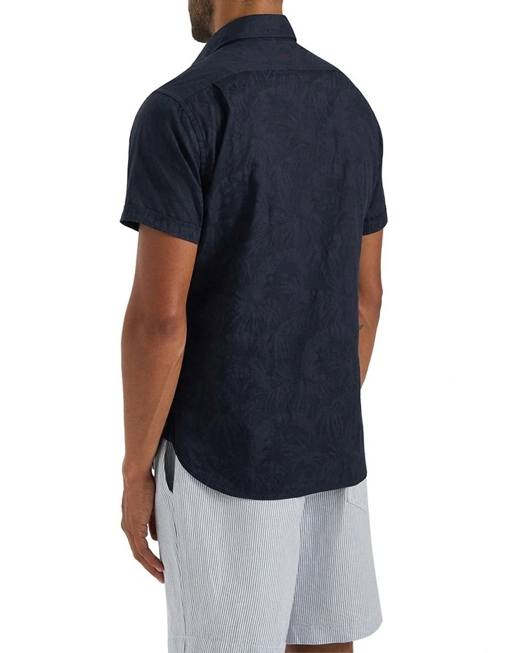 Maggiore Jacquard Short Sleeve Shirt in Navy image 4