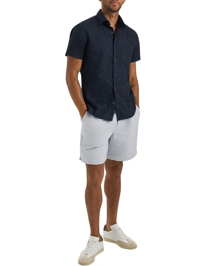 Maggiore Jacquard Short Sleeve Shirt in Navy image 5