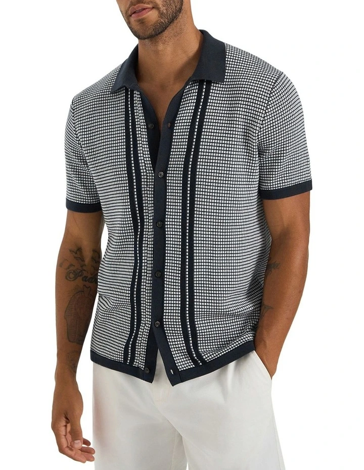 Sutton Knit Shirt in Navy image 3