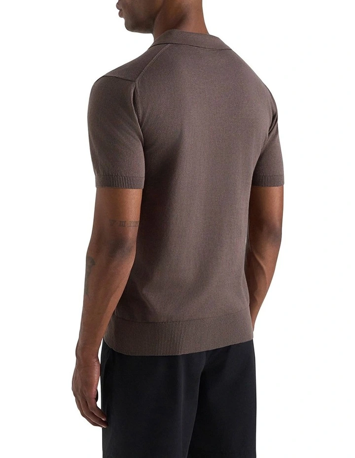Dickie Knit Polo Shirt in Coffee image 2