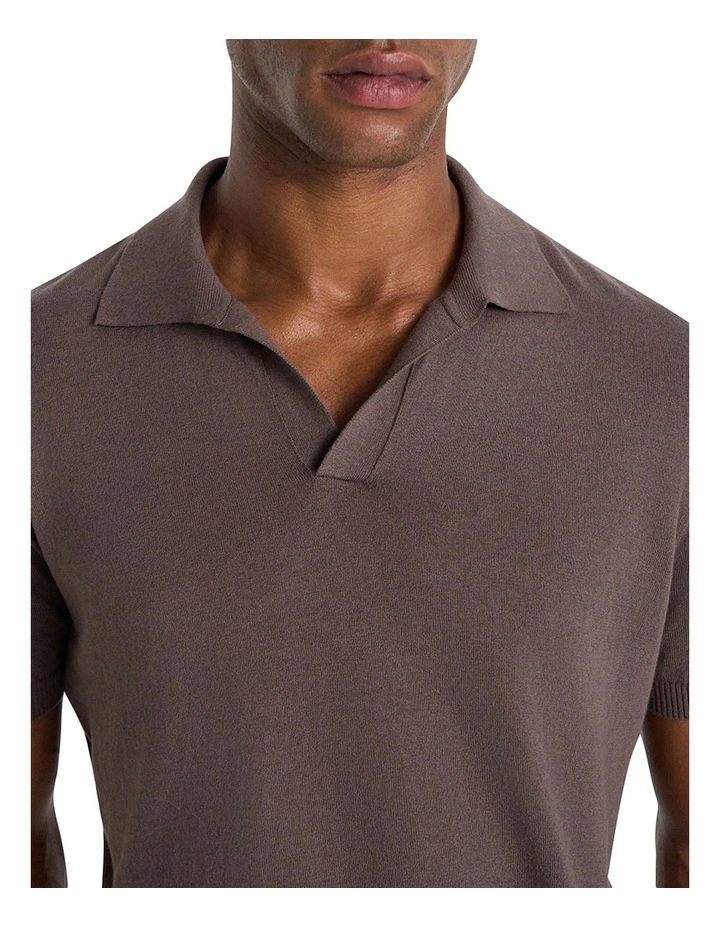 Dickie Knit Polo Shirt in Coffee image 4