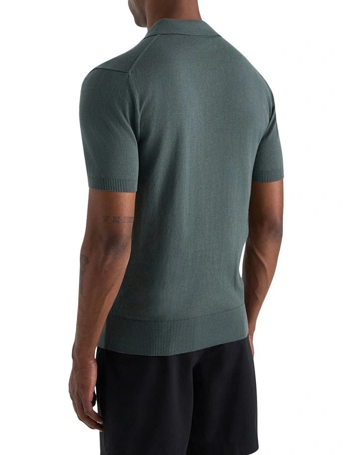 Dickie Knit Polo Shirt in Green image 2