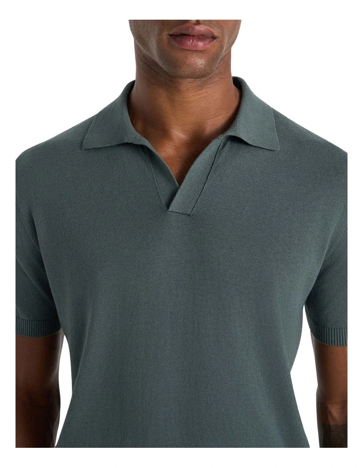 Dickie Knit Polo Shirt in Green image 5