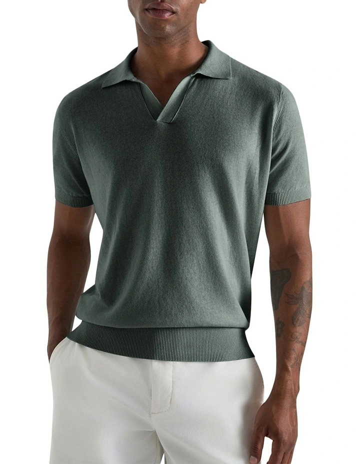 Dickie Knit Polo Shirt in Seamist image 1