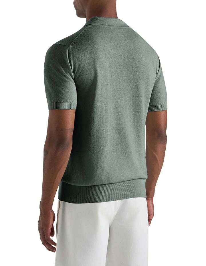 Dickie Knit Polo Shirt in Seamist image 2