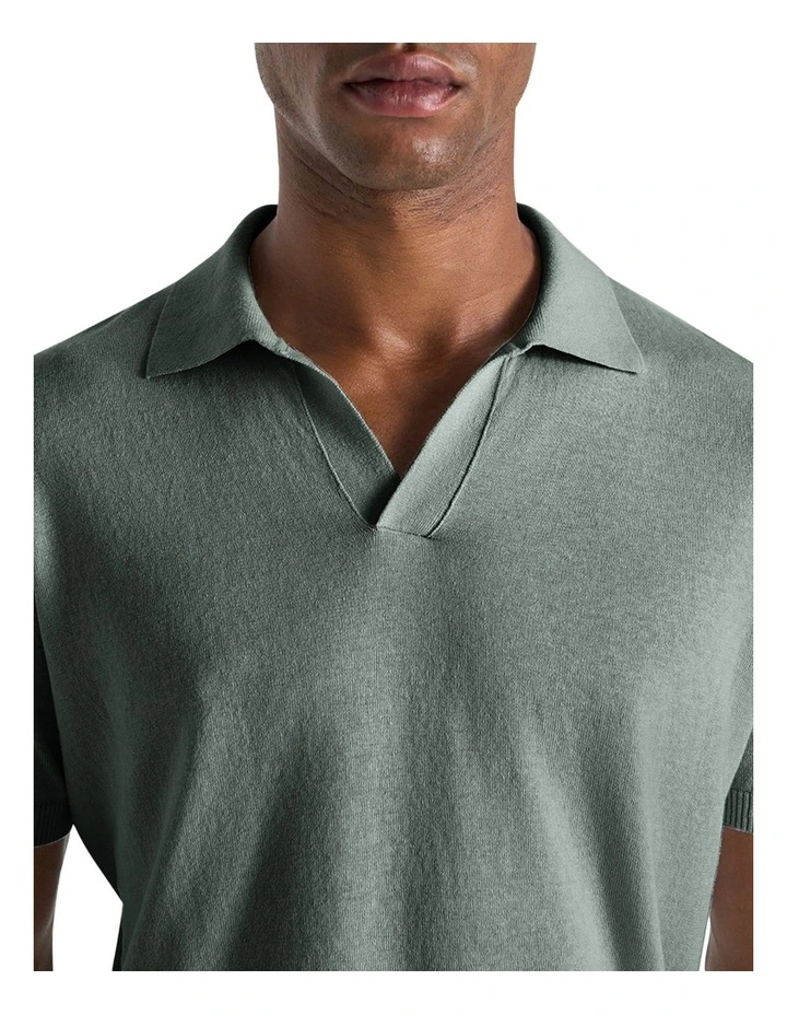 Dickie Knit Polo Shirt in Seamist image 5