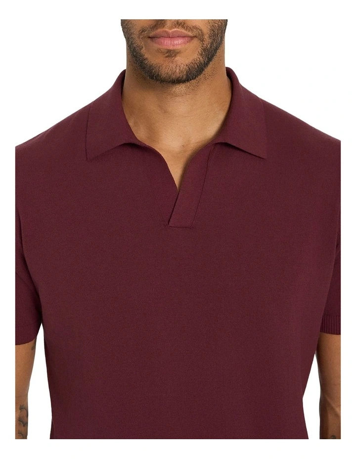 Dickie Knit Polo In Wine image 3
