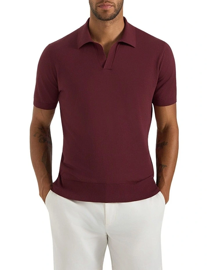 Dickie Knit Polo In Wine image 4