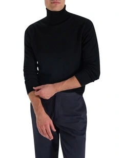 Bakeer Merino Knit T-Neck in Black